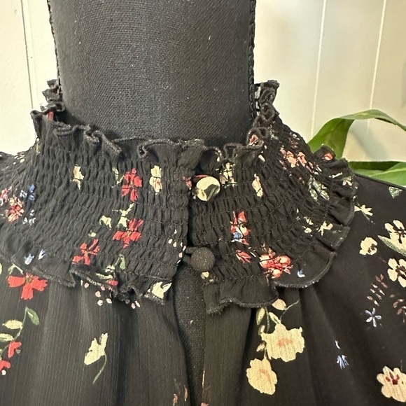 Sanctuary Smocked Black Floral Midi Dress, Women’s Size Small - Picture 13 of 14